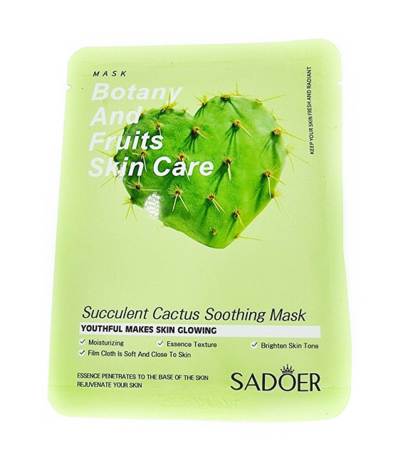 Тканевая маска с экстрактом кактуса Sadoer Botany And Fruits Skin Care Succulent Cactus Soothing Mask 