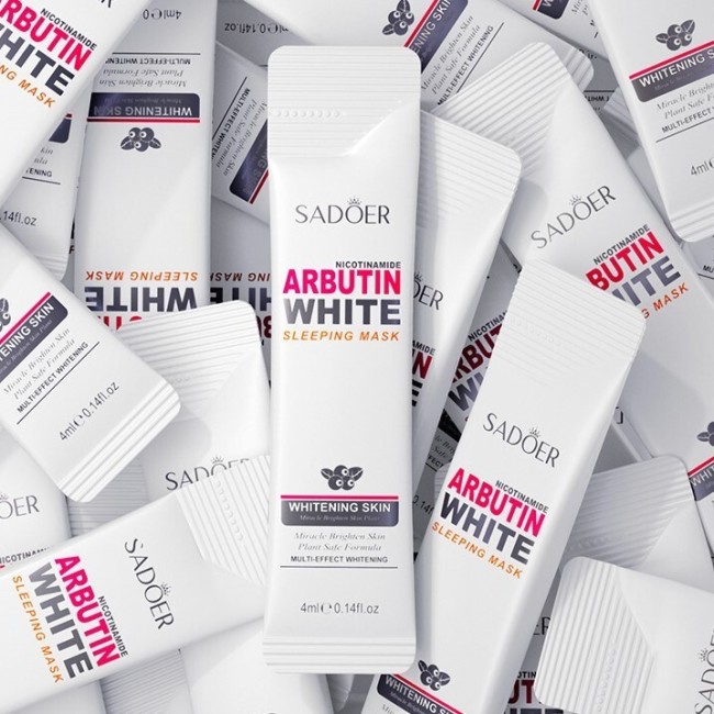 Осветляющая ночная маска для лица с арбутином Sadoer Nicotinamide Arbutin White Sleeping Mask 4 мл 