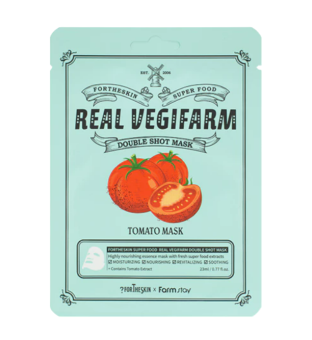 Тканевая маска для лица с экстрактом томата ForTheSkin & FarmStay Super Food Real Vegifarm Double Shot Mask Tomato (Оригинал)