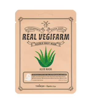 Тканевая маска для лица с экстрактом алоэ ForTheSkin & FarmStay Super Food Real Vegifarm Double Shot Mask Aloe (Оригинал)